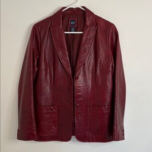 Gap Vintage Burgundy Leather Blazer Jacket